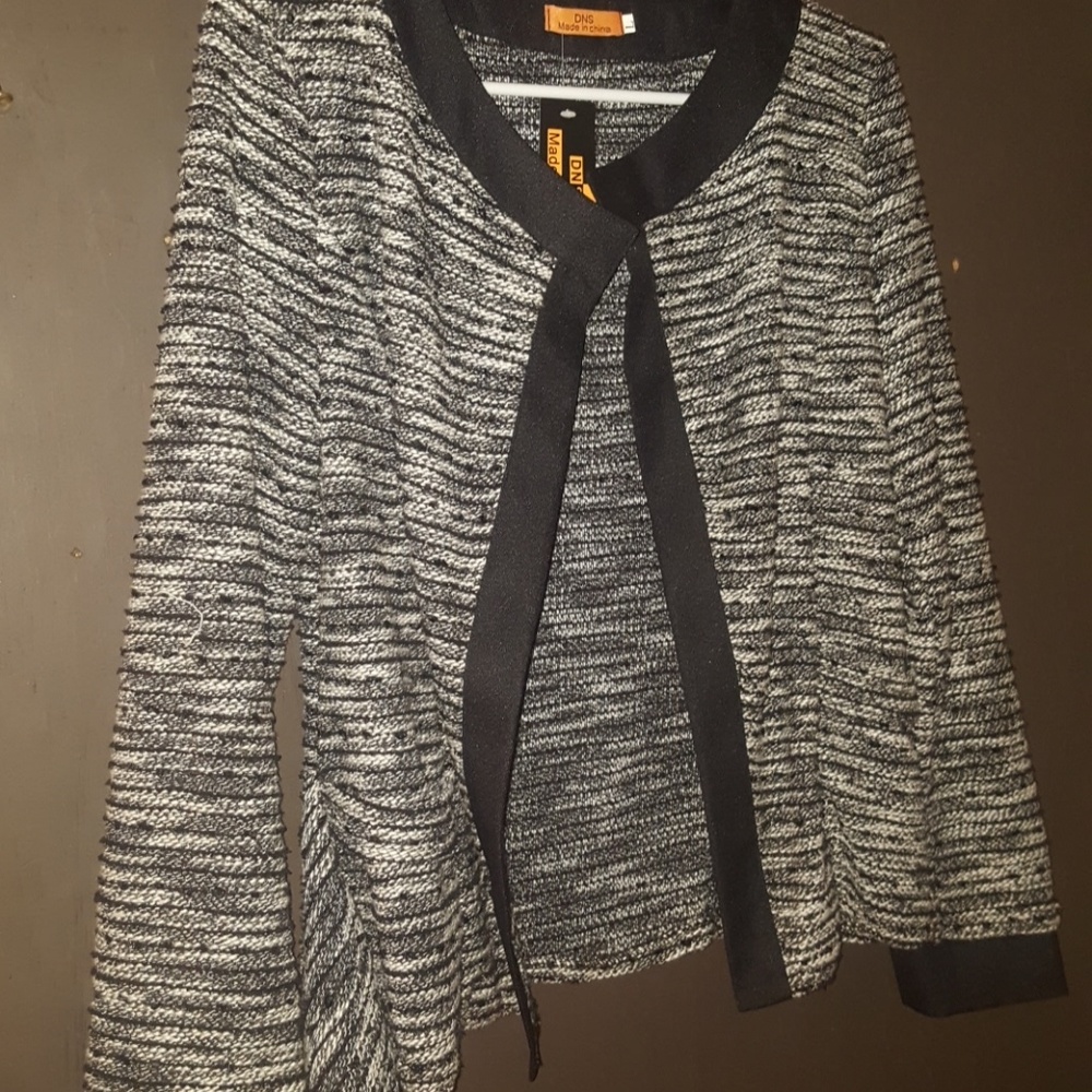 DNS  Boucle Knit Jacket Blazer Cardigan Pockets